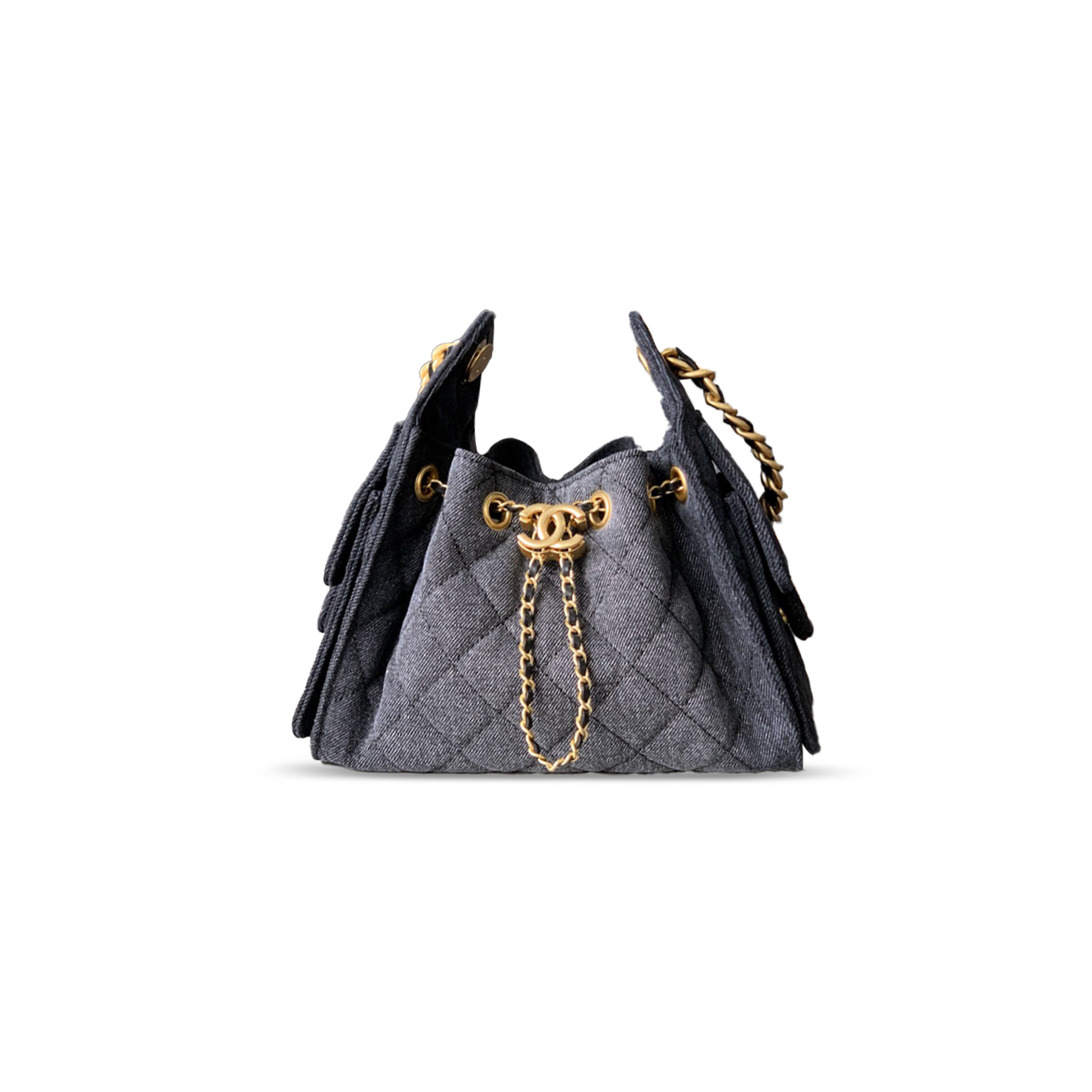 CHANEL 25 MINI HOBO BAG BLACK DENIM AS5631(22*20*12.5cm)